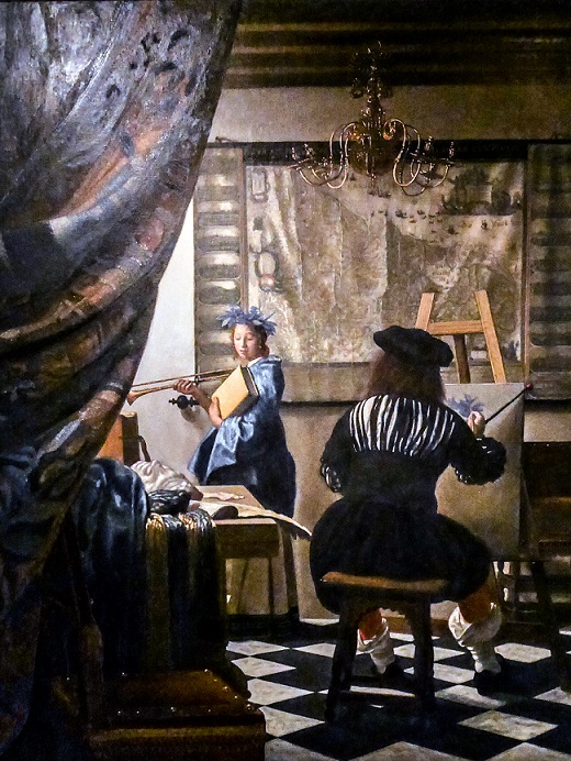 Jan Vermeer van Delft (1632-1675), "Die Malkunst" c. 1665-67, Original KHM Wien, Öl auf Leinwand (120x100cm), Meisterkopie von: Andrey